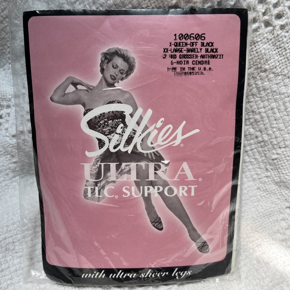 Silkies Ultra TLC Support Pantyhose Barely Black X-Queen XX-Large Sheer UTLC 100